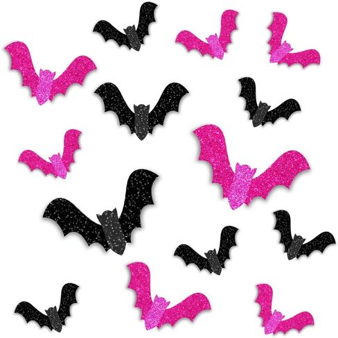 18pcs Halloween Bats Wall Decor,3 Size 3D Glitter Halloween Bats Stickers for Halloween Party Indoor Home Kitchen Bedroom Bathroom Decorations in Saudi Arabia