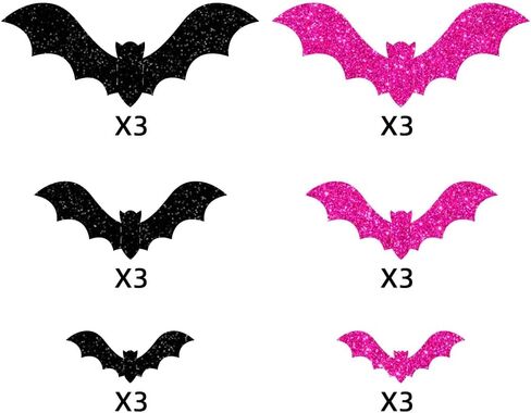 18pcs Halloween Bats Wall Decor,3 Size 3D Glitter Halloween Bats Stickers for Halloween Party Indoor Home Kitchen Bedroom Bathroom Decorations in Saudi Arabia