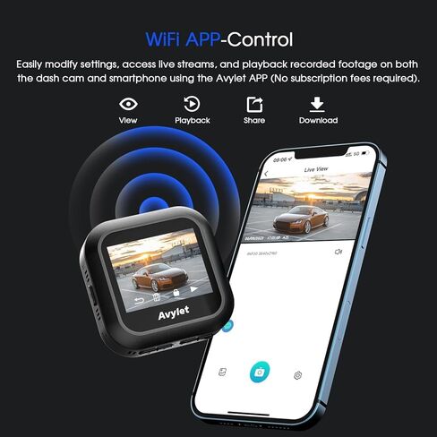 كاميرا Dash Cam أمامية وخلفية، كاميرا Avylet 4K/1080P Wi-Fi Dash للسيارات مع التطبيق، كاميرا Dashcam مزدوجة، شاشة IPS مقاس 2 بوصة، رؤية ليلية فائقة، WDR، وضع ركن السيارة 24 ساعة، زاوية واسعة 170 درجة، مستشعر G، حلقة تسجيل in Kuwait