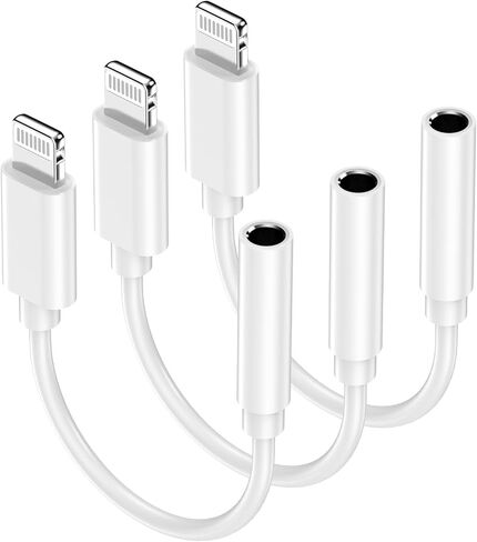محول سماعة رأس iPhone [معتمد من Apple MFi]، 3 عبوات Lightning إلى 3.5 ملم محول كابل صوت جاك Aux متوافق مع iPhone 14 13 12 11 Pro Max XS XR X 8 7 6، يدعم iOS 17 in Saudi Arabia