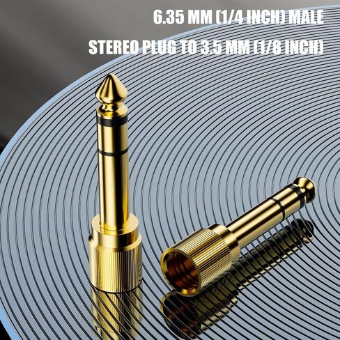 Gold Plated 1/4 to 3.5mm Adapter, 6.35mm (1/4 inch) Male to 3.5mm (1/8 inch) Female Stereo Audio Adapter for Aux Cable, Guitar Amplifier, Headphone - 3 Pack in Saudi Arabia