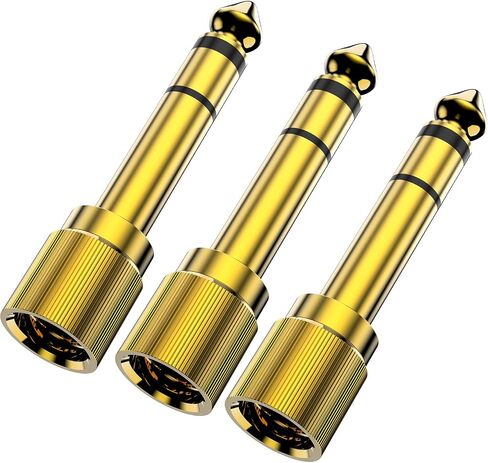 Gold Plated 1/4 to 3.5mm Adapter, 6.35mm (1/4 inch) Male to 3.5mm (1/8 inch) Female Stereo Audio Adapter for Aux Cable, Guitar Amplifier, Headphone - 3 Pack in Saudi Arabia