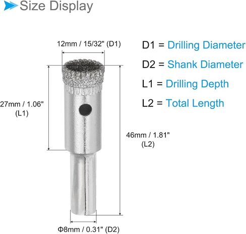 Diamond Hole Saws Drill Bits, 5mm / 3/16" Drilling Diameter, Serrated Nickel Plated Drill Bit - (Applications: for Glass Ceramic Tiles Marble Stone), 2-Pieces in Saudi Arabia