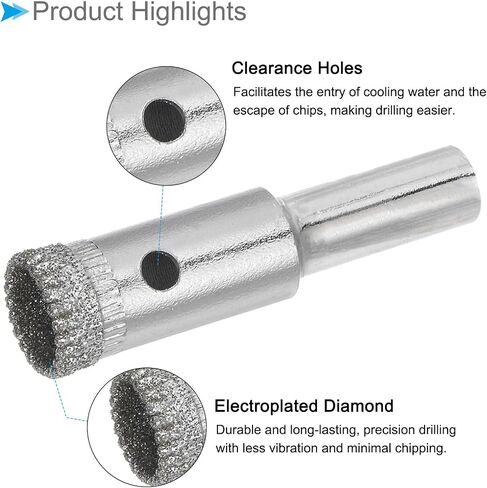 Diamond Hole Saws Drill Bits, 5mm / 3/16" Drilling Diameter, Serrated Nickel Plated Drill Bit - (Applications: for Glass Ceramic Tiles Marble Stone), 2-Pieces in Saudi Arabia