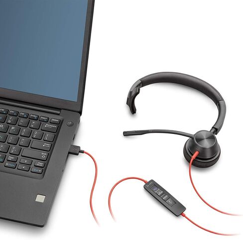 Poly Blackwire 3310 Wired Headset (Plantronics) – Flexible Microphone Boom – Monaural Design - Connect to PC/Mac via USB-C or USB-A - Certified for Microsoft Teams - Amazon Exclusive in Saudi Arabia
