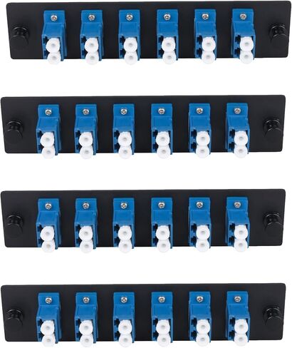 12 Fibers LC to LC Duplex Single Mode Fiber Patch Panel with 6 pcs LC/LC UPC Duplex Singlemode Fiber Optic Coupler Adapters Connector, 4pcs in Saudi Arabia