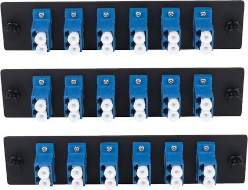 12 Fibers LC to LC Duplex Single Mode Fiber Patch Panel with 6 pcs LC/LC UPC Duplex Singlemode Fiber Optic Coupler Adapters Connector, 4pcs in Saudi Arabia