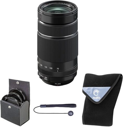 Fujifilm XF 70-300mm f/4-5.6 R LM OIS WR Lens, Black, Bundle with 67mm Digital Essentials Filter Kit and 19x19 Lens Wrap in Saudi Arabia