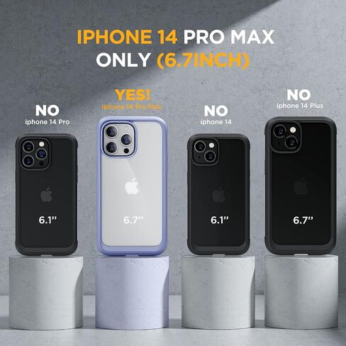 سلسلة Miracase الزجاجية مصممة لهاتف iPhone 14 Pro Max مقاس 6.7 بوصة، 2023 حافظة ممتصة للصدمات لكامل الجسم مع واقي شاشة زجاجي مقوى مدمج 9H مع واقي عدسة الكاميرا، رمادي لافندر in Saudi Arabia