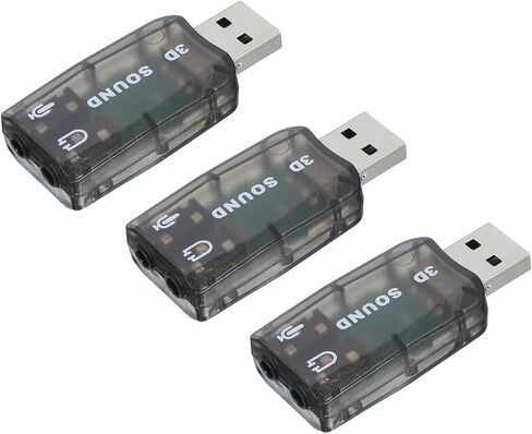 MECCANIXITY 3 Pcs USB Sound Card, USB to 3.5mm Jack Audio Adapter Support Virtual 5.1 Surround Sound Black in Saudi Arabia