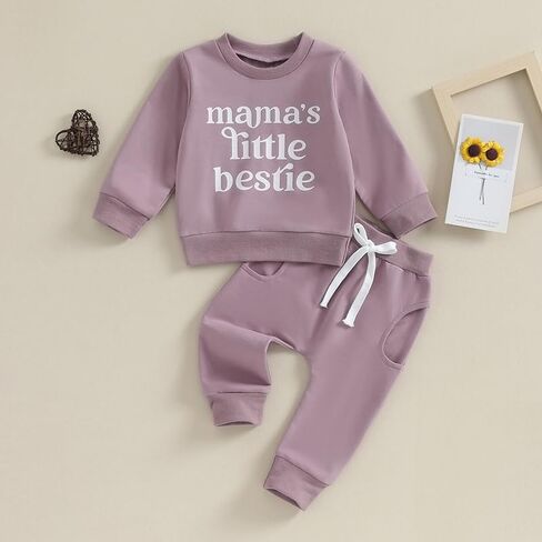 Infant Baby Girl Fall Winter Outfit Daddys Girl Long Pullover Sweatshirt Stretch Pant Toddler Sweatsuit Outfit in Saudi Arabia