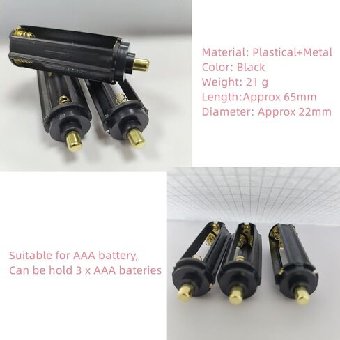 3 قطع حامل بطارية أسطواني حقيبة تخزين محول 3 × AAA 1.5 فولت بطاريات محول أنبوب لشعلة مصباح يدوي محمول، أسود-3 قطع in Kuwait