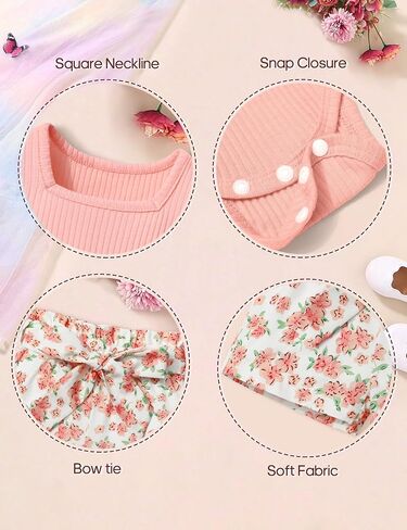 KANGKANG Baby Girl Clothes Short Sleeve Romper Top + Shorts + Bow Headband Infant Summer Outfits Set in Saudi Arabia