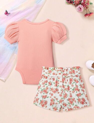 KANGKANG Baby Girl Clothes Short Sleeve Romper Top + Shorts + Bow Headband Infant Summer Outfits Set in Saudi Arabia