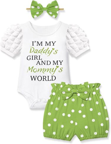 KANGKANG Baby Girl Clothes Short Sleeve Romper Top + Shorts + Bow Headband Infant Summer Outfits Set in Saudi Arabia
