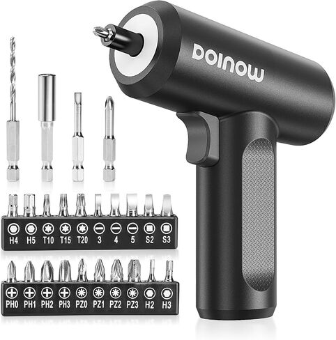 Electric Screwdriver 3.7V Cordless Screwdriver Set, 25pcs Bits (Drill Included), Max 5 N.m, USB-C Charging, 1/4'' Hex, Power Screwdriver Tool Kit for Computer, Furniture,Bicycle in Saudi Arabia