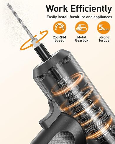 Electric Screwdriver 3.7V Cordless Screwdriver Set, 25pcs Bits (Drill Included), Max 5 N.m, USB-C Charging, 1/4'' Hex, Power Screwdriver Tool Kit for Computer, Furniture,Bicycle in Saudi Arabia