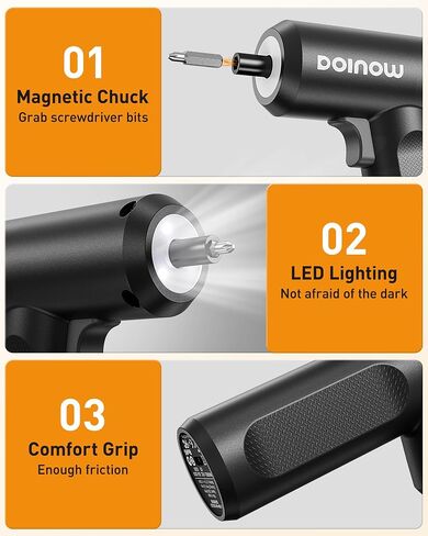 Electric Screwdriver 3.7V Cordless Screwdriver Set, 25pcs Bits (Drill Included), Max 5 N.m, USB-C Charging, 1/4'' Hex, Power Screwdriver Tool Kit for Computer, Furniture,Bicycle in Saudi Arabia
