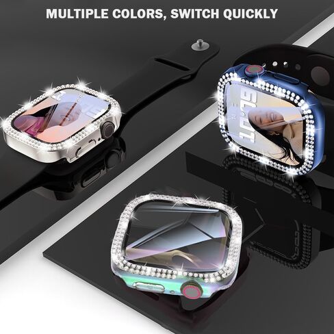 DEALELE [2-Pack] Case Compatible with Apple Watch Series Ultra 3 / Ultra 2 / Ultra (49mm), Bling Double-Rows Rhinestone Diamond Protective Case Cover Replacement Protector (Gold+Transparent) in Kuwait