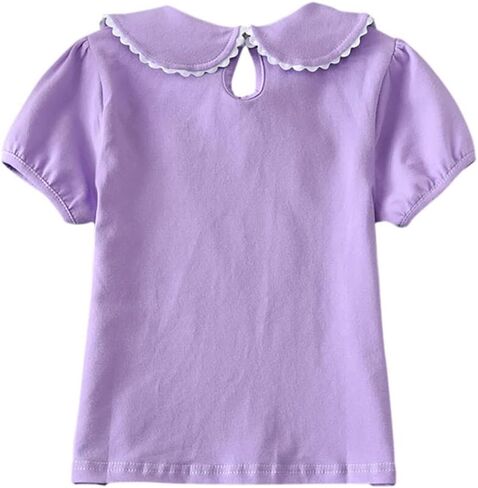 Toddler Girls Short Sleeve Solid Color Basic Shirt Baby Kids Summer Doll Collar T-Shirt Tops Blouse Outfit in Saudi Arabia