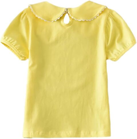 Toddler Girls Short Sleeve Solid Color Basic Shirt Baby Kids Summer Doll Collar T-Shirt Tops Blouse Outfit in Saudi Arabia