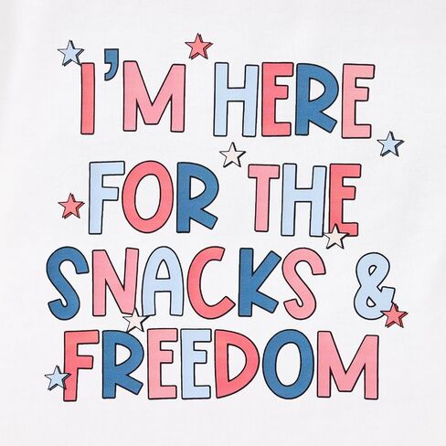 GLIGLITTR Toddler Kid 4th of July Shirt Boy Girl Patriotic T-Shirt Funny I'm Here for The Snacks Freedom Graphic Tee Tops in Saudi Arabia