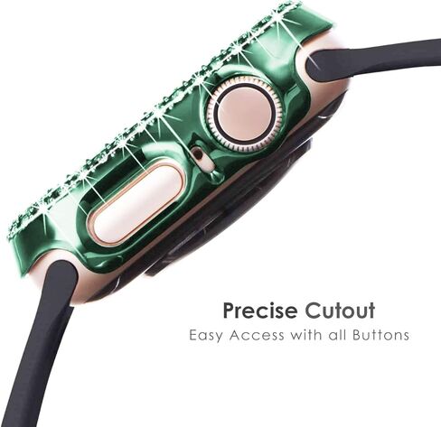 حافظات مكونة من عبوتين متوافقة مع iWatch Ultra/Ultra 2 مقاس 49 مم، غطاء واقٍ من الألماس مرصع بحجر الراين مكون من صفين بديل لساعة Apple Watch Series 9/8 Ultra (49 مم، ذهبي + شفاف) in Kuwait