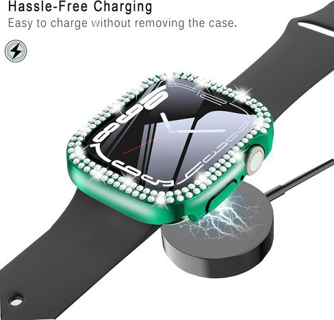 حافظات مكونة من عبوتين متوافقة مع iWatch Ultra/Ultra 2 مقاس 49 مم، غطاء واقٍ من الألماس مرصع بحجر الراين مكون من صفين بديل لساعة Apple Watch Series 9/8 Ultra (49 مم، ذهبي + شفاف) in Kuwait