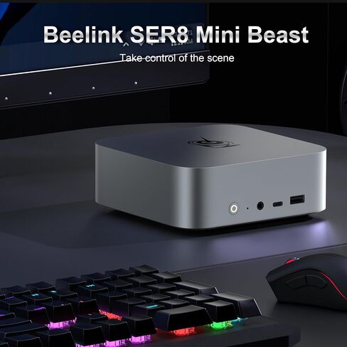 Beelink Mini PC, AMD Ryzen 7 SER8 8845HS Mini Computer, Up to 5.1GHz Mini Gaming PC,32GB DDR5 1TB PCIE4.0 SSD Desktop Mini PC, Support 4K Triple Display USB4/ DP/HDMI, WiFi6/2.5Gbps LAN Micro PC in Saudi Arabia