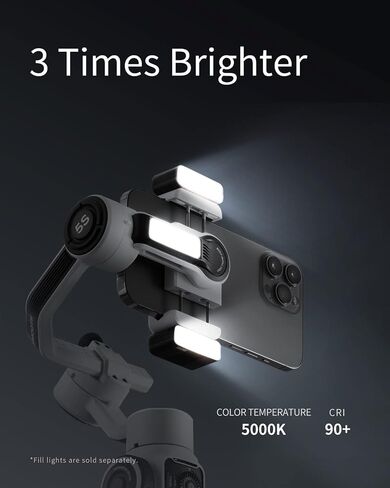ZHIYUN Smooth 5S Combo with Built in Light - 3-Axis Gimbal with Smart Follow Gimbal Stabilizer for iPhone 14/13/12/11 Pro Max X and Android Phone - White in Saudi Arabia