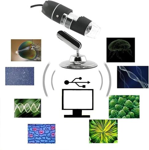 50X-1600X USB Digital Microscope,XFF 2 in 1 8 LED Handheld Magnification Endoscope Camera with Carrying Case & Metal Stand, Compatible for Android Windows 7/8/10 Linux Mac in Saudi Arabia