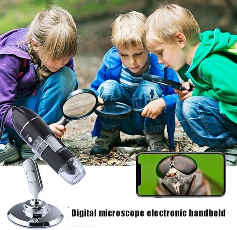 50X-1600X USB Digital Microscope,XFF 2 in 1 8 LED Handheld Magnification Endoscope Camera with Carrying Case & Metal Stand, Compatible for Android Windows 7/8/10 Linux Mac in Saudi Arabia