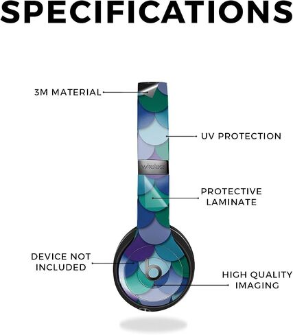 Carbon Fiber Skin Compatible with Beats Solo 4 - Aqua Swirl - Premium 3M Vinyl Protective Wrap Decal Cover - Easy to Apply | Crafted in The USA by MightySkins in Saudi Arabia