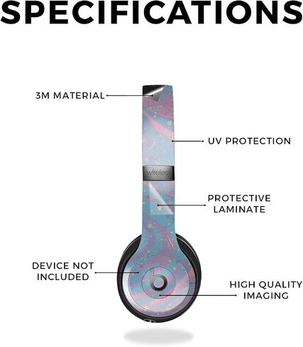 Carbon Fiber Skin Compatible with Beats Solo 4 - Aqua Swirl - Premium 3M Vinyl Protective Wrap Decal Cover - Easy to Apply | Crafted in The USA by MightySkins in Saudi Arabia