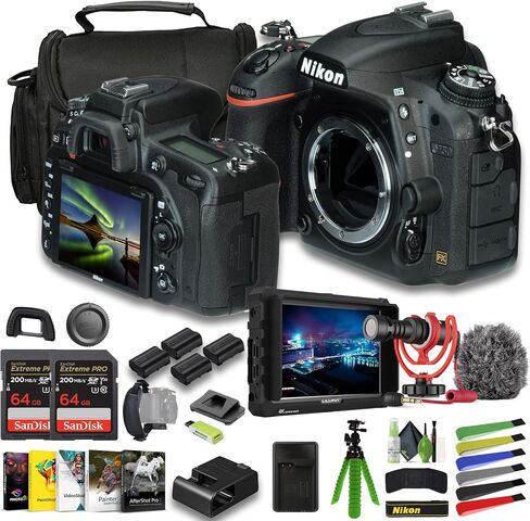 كاميرا Nikon D750 الرقمية ذات العدسة الأحادية العاكسة بصيغة FX + بطارية 3X EN-EL15C + شاحن خارجي + ضوء LED + بطاقة 2X Extreme PRO سعة 64 جيجابايت + حامل ثلاثي القوائم مرن مقاس 12 بوصة + برنامج تحرير الصور + ميكروفون + شاشة خارجية + المزيد in Saudi Arabia