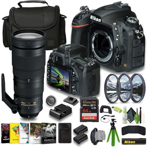 Nikon D750 FX-format Digital SLR Camera + EN-EL15C Battery + Memory Card Wallet + Extreme PRO 64GB Card + Photo Editing Software+ Nikon AF-S NIKKOR 200-500mm f/5.6E ED VR Lens + More in Saudi Arabia