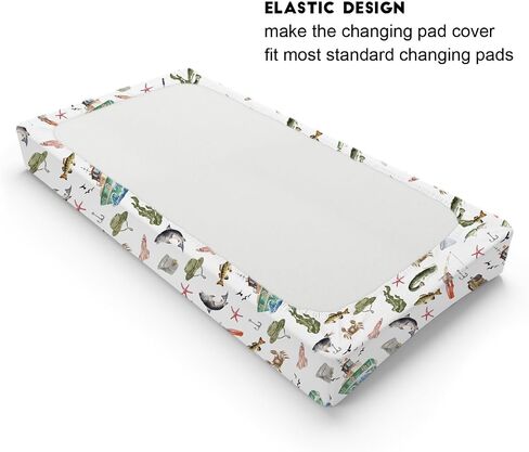 Watercolor Ocean Boat Fishing Baby Changing Pad Cover for Boy Girl 32''x16'' Fishing Lovers Gift Unisex Fitted Diaper Change Table Sheets Sea Marine Fishing Soft Breathable Nursery Changing Table Mat in Saudi Arabia