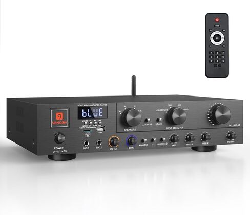 Vangoa Wireless Home Audio Theater Amplifier Stereo Receiver, 5.1 Channel 800 Watt Audio Component Receiver Amp with USB, SD, FM, 2 Mic with Echo, 3 Effects, 3-band EQ for Studio, Home in Saudi Arabia