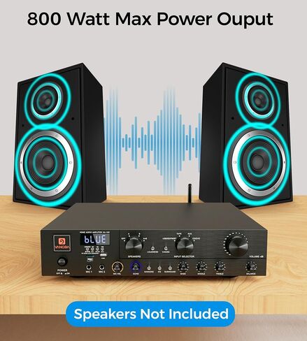 Vangoa Wireless Home Audio Theater Amplifier Stereo Receiver, 5.1 Channel 800 Watt Audio Component Receiver Amp with USB, SD, FM, 2 Mic with Echo, 3 Effects, 3-band EQ for Studio, Home in Saudi Arabia