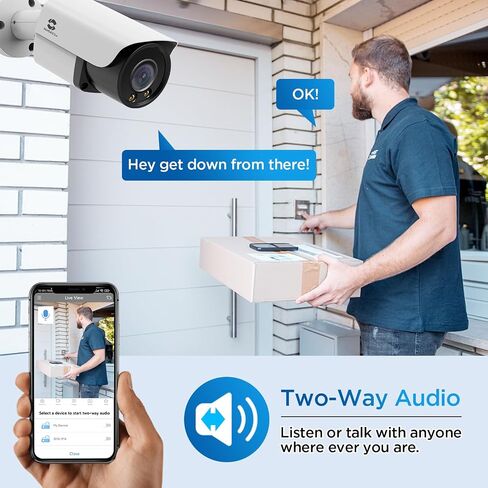 GWSECU Security Camera System 16 Channel PoE, 12x 5MP Wired IP Bullet Camera, Smart Dual Light Color Night Vision, AI Human Detection, 2-Way Talk IP67 2.8mm Lens, 4K 16CH NVR 4TB HDD, G51612P4B01-MD in Saudi Arabia