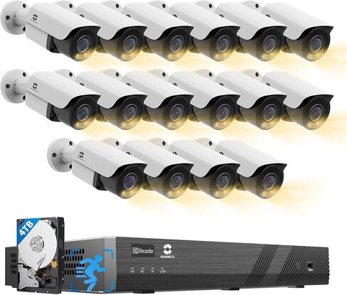 GWSECU Security Camera System 16 Channel PoE, 12x 5MP Wired IP Bullet Camera, Smart Dual Light Color Night Vision, AI Human Detection, 2-Way Talk IP67 2.8mm Lens, 4K 16CH NVR 4TB HDD, G51612P4B01-MD in Saudi Arabia