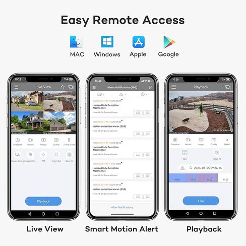 ONWOTE رؤية ليلية ذكية ملونة، نظام كاميرا أمان سلكي 4K NVR PoE، اكتشاف المركبات البشرية بالذكاء الاصطناعي، (4) 6 ميجابكسل 122 درجة زاوية واسعة كاميرات IP خارجية، 8 قنوات 8 ميجابكسل NVR 2 تيرابايت، مراقبة منزلية CCTV in Kuwait