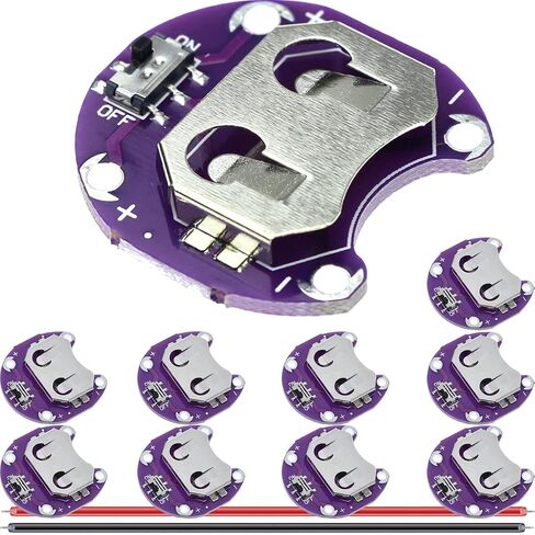 10PCS Lilypad Coin Cell Battery Holder CR2032 with Small Toggle Switches Battery Mount Module Without Battery for Arduino, with 24AWG Cable in Saudi Arabia