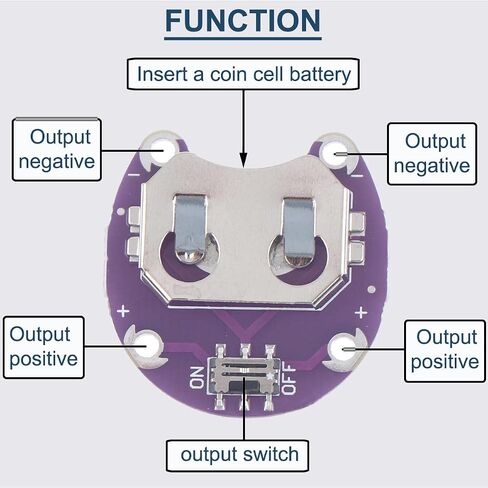 10PCS Lilypad Coin Cell Battery Holder CR2032 with Small Toggle Switches Battery Mount Module Without Battery for Arduino, with 24AWG Cable in Saudi Arabia