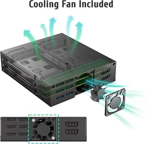 Sata HDD & SSD Hot Swap Cage, 6 Bay Hard Drive Dock for 5.25" Enclosure, 6 Bay Hard Drive Station with Colling Fans in Kuwait