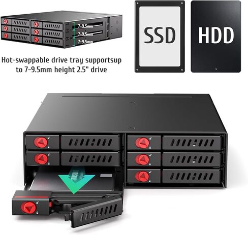 Sata HDD & SSD Hot Swap Cage, 6 Bay Hard Drive Dock for 5.25" Enclosure, 6 Bay Hard Drive Station with Colling Fans in Kuwait