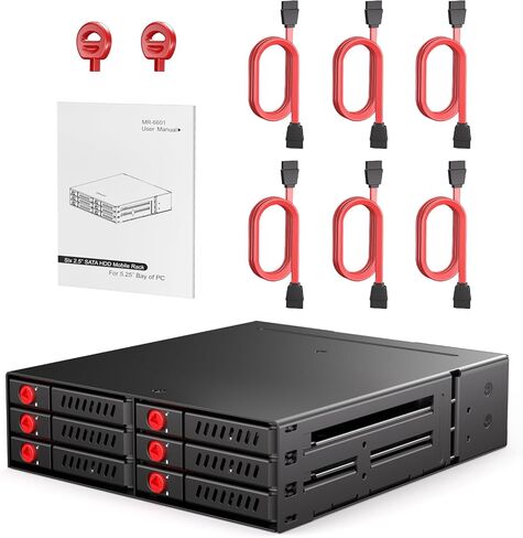 Sata HDD & SSD Hot Swap Cage, 6 Bay Hard Drive Dock for 5.25" Enclosure, 6 Bay Hard Drive Station with Colling Fans in Kuwait