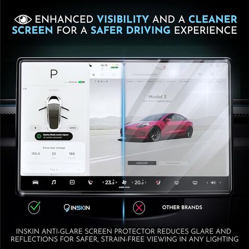 Inskin Screen Protector for Tesla Model X (2021-2024) and Model S (2021-2024) (17 inch) - Navigation Touchscreen Tempered Glass, UHD Clear, Auto-Align Installation, Anti-Fingerprint Plasma Coating in Saudi Arabia