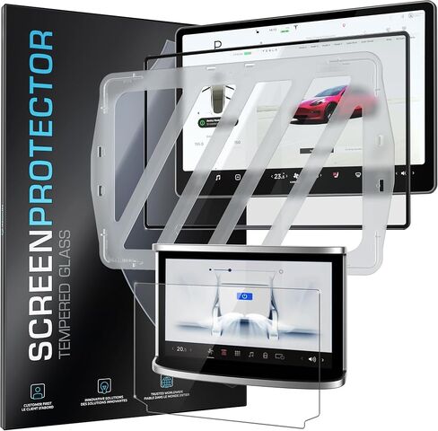 Inskin Screen Protector for Tesla Model X (2021-2024) and Model S (2021-2024) - Tempered Glass Set for Dashboard (17 inch) & Rear Screen, UHD Clear, Auto-Align Installation, Anti-Fingerprint Plasma Coating in Saudi Arabia