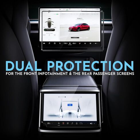 Inskin Screen Protector for Tesla Model X (2021-2024) and Model S (2021-2024) - Tempered Glass Set for Dashboard (17 inch) & Rear Screen, UHD Clear, Auto-Align Installation, Anti-Fingerprint Plasma Coating in Saudi Arabia
